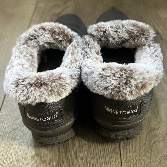 Minnetonka Timpson Twin Gore Nylon Faux Fur Collar Booties Size 9 - Picture 5 of 7